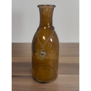 Amber Brown Glass Vase Decanter 8.5" tall Sun Trinket Milk Bottle Shape Vinyl